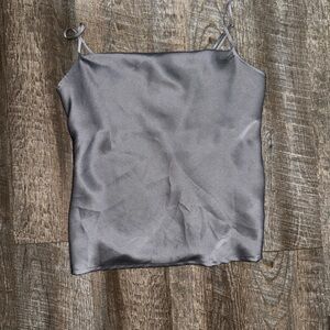 Express Silver Satin Cami Tank Top